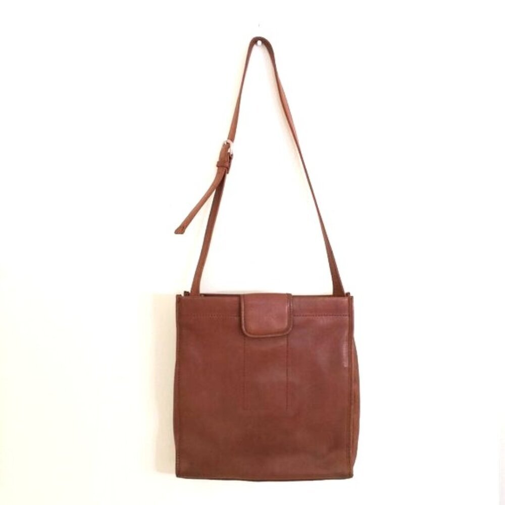Vintage‎ Fossil Leather Shoulder Bag Cognac 11"Lx12"Hx2"D